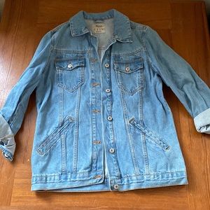 Oversized denim jeans jacket - baby blue - size 6